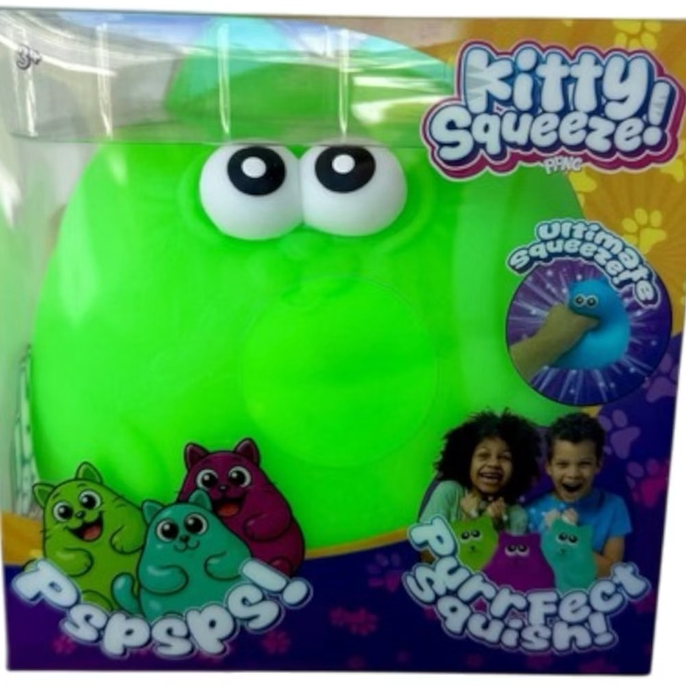 Kitty Squeeze! Large Green Cat Squishy Sensory Toy - Brand New